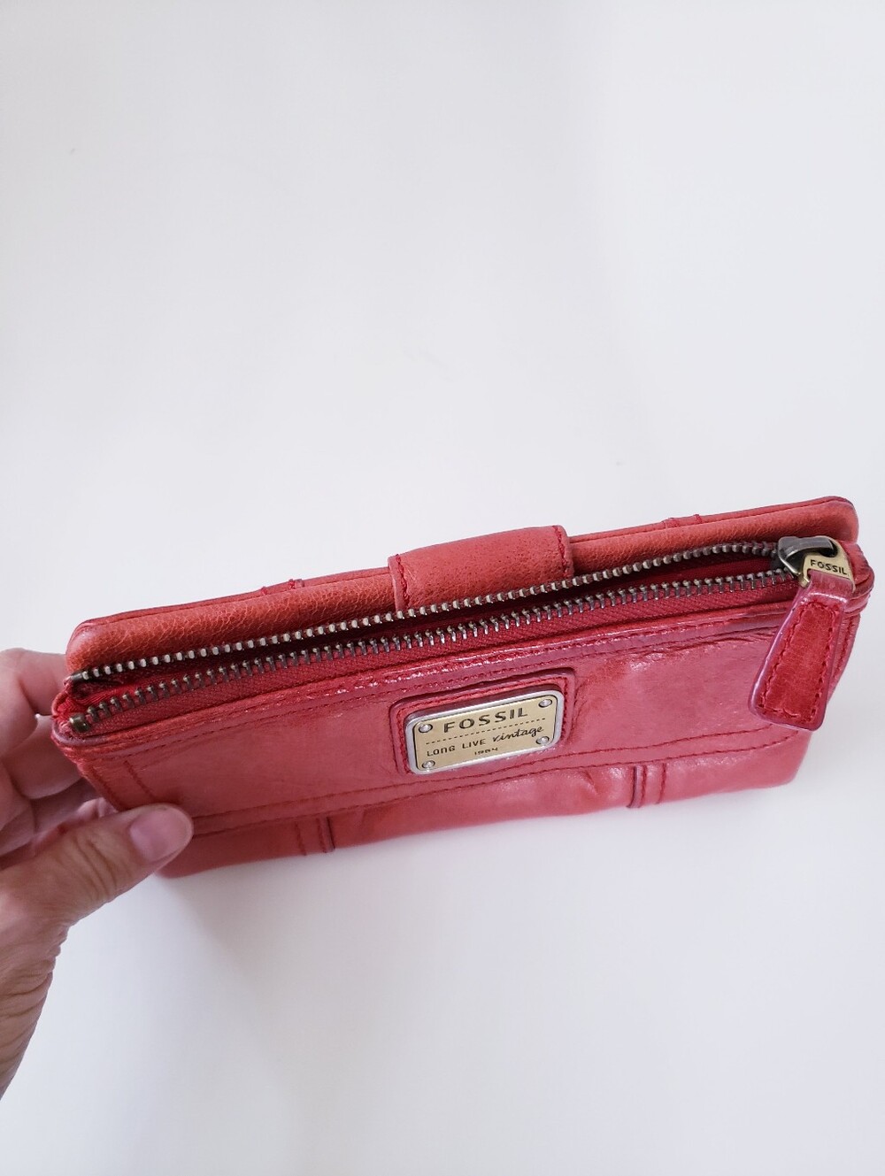 Vintage Fossil Orange Leather Wallet - Picture 3 of 16